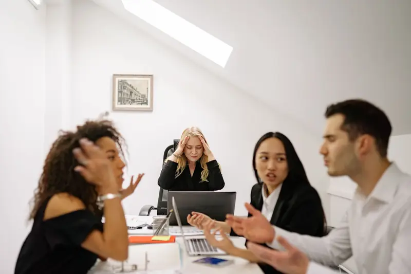 Research team discussing survey results