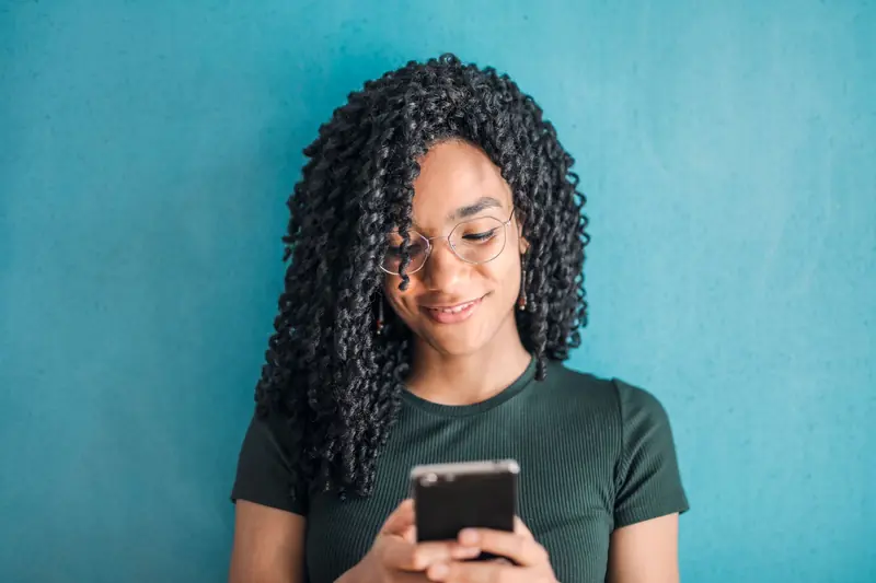 Respondent completing a form on a phone